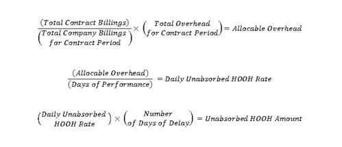 Formula showing Allocable Overhead and How to Calculate Unabsorbed Home Office Overhead